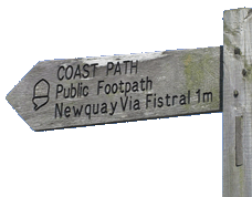 wegwijzer Newquay via South West Coast Path
