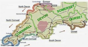 kaart van het South West Coast Path